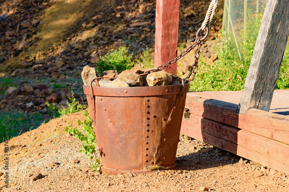 Bucket with stones