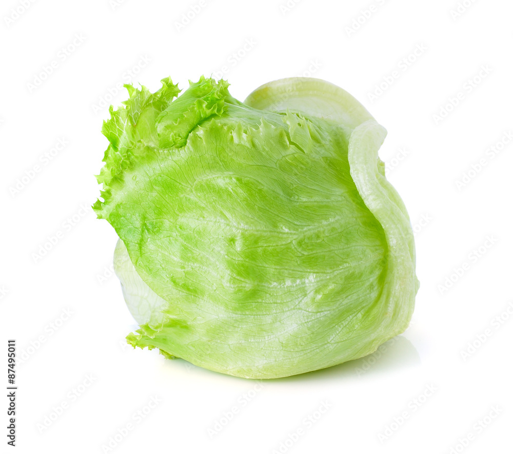 Green iceberg lettuce on white background. Green iceberg lettuce on white background.