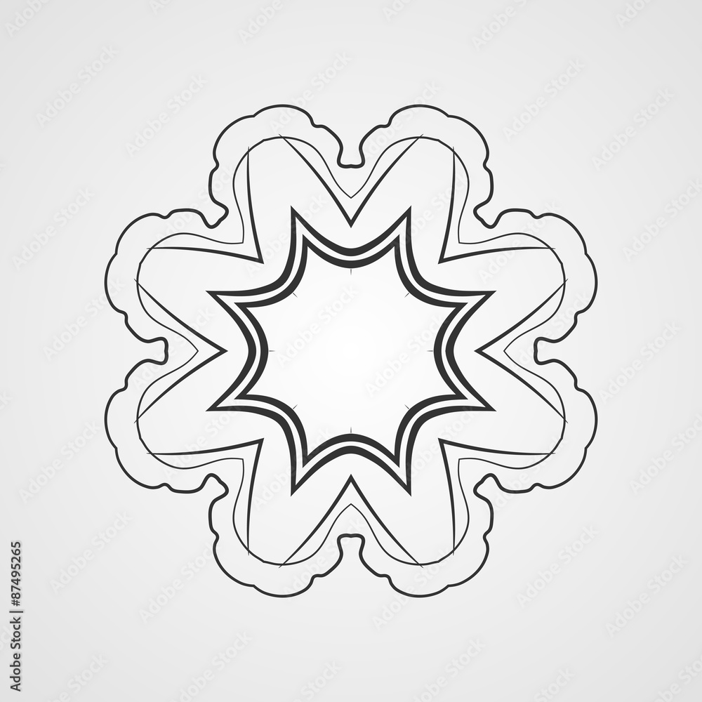 Vector monochrome flower mandala on a contrasting background. Big snowflake Vector monochrome flower mandala on a contrasting background. Big snowflake