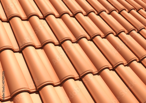 Closeup of the red clay roof tiles