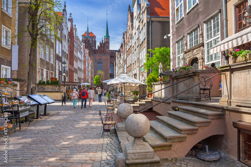 Architecture of Mariacki street in old town of Gdansk, Poland photo