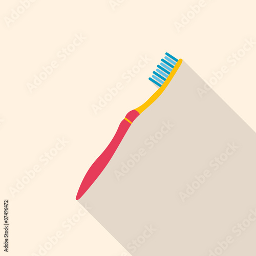 Flat Icon of toothbrush with a long shadow.