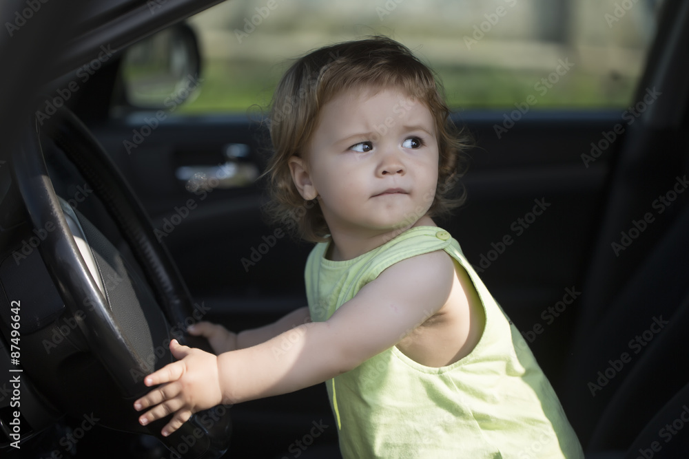 Curious little driver in car Curious little driver in car