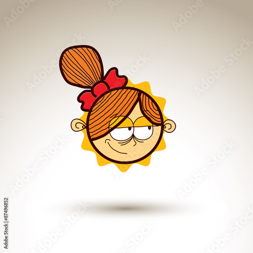 Vector art hand drawn illustration of person. Girl temperament i