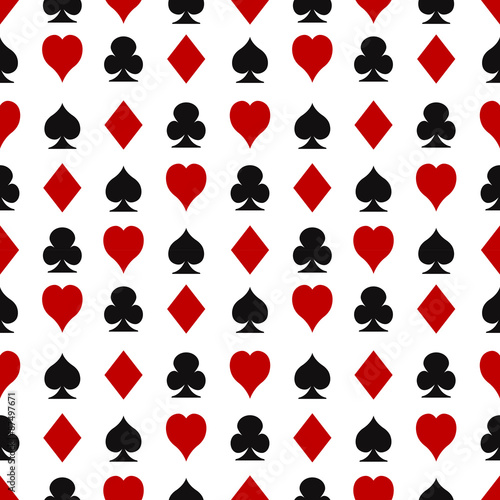 Seamless pattern with playing cards suits