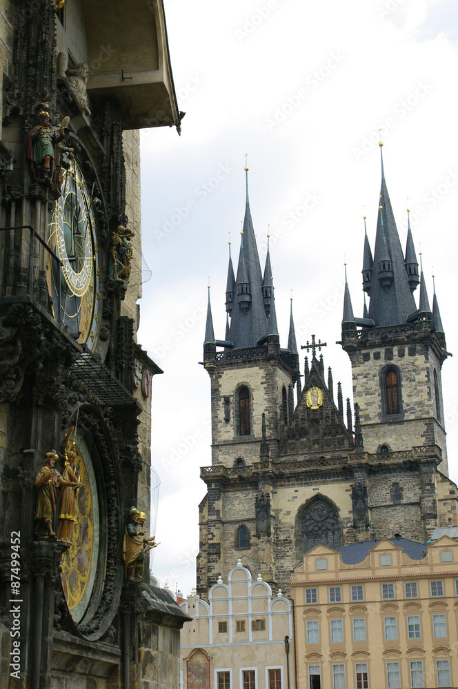 Fototapeta premium Famous Tyn Cathedral on Old Town square in Prague, Czech Republic
