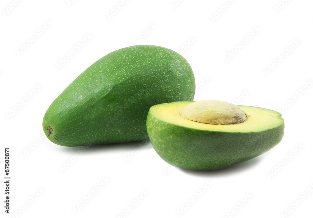 One and half avocado on white background One and half avocado on white background