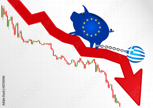 The European Union and the crisis in Greece.Financial metaphor.