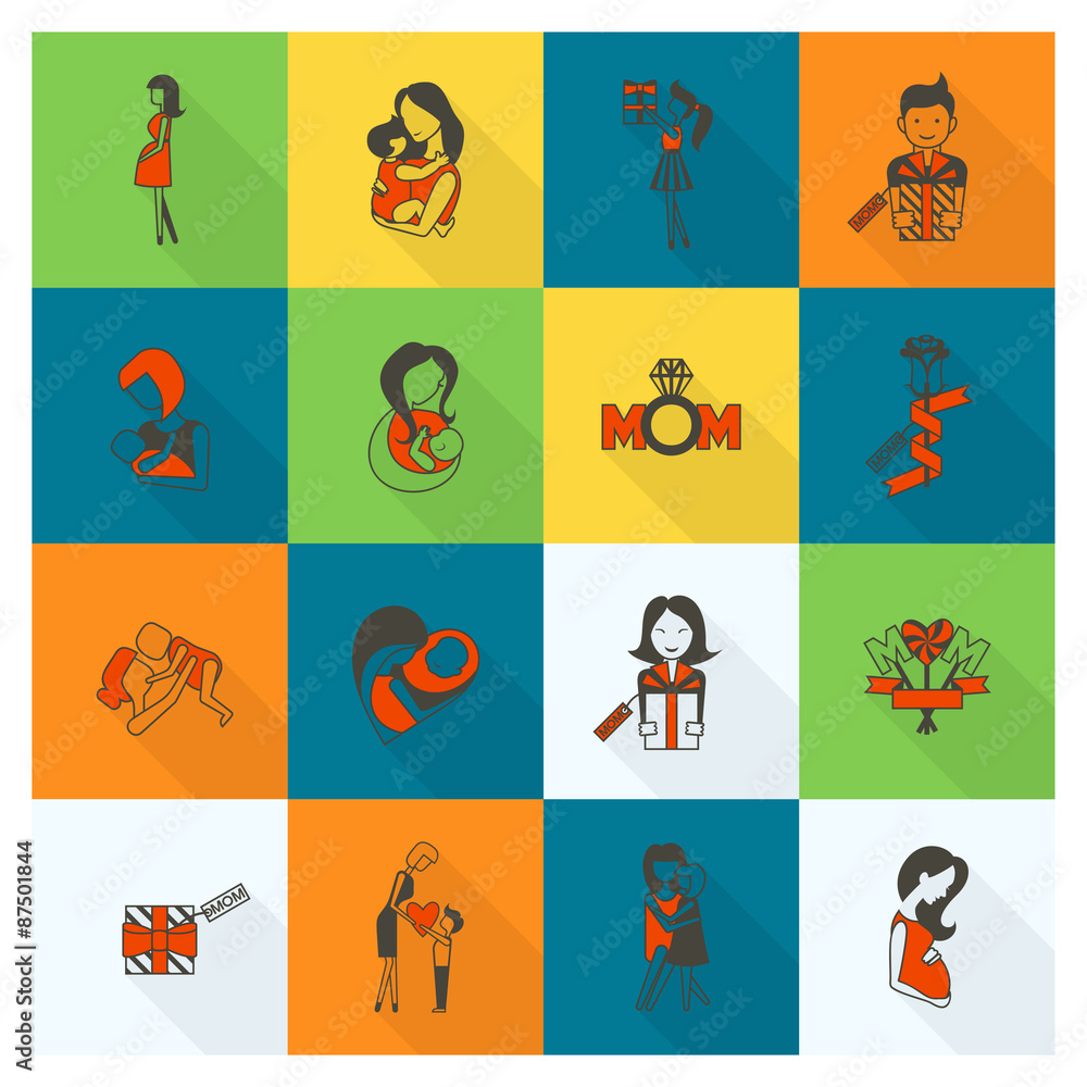 Fototapeta premium Happy Mothers Day Icons