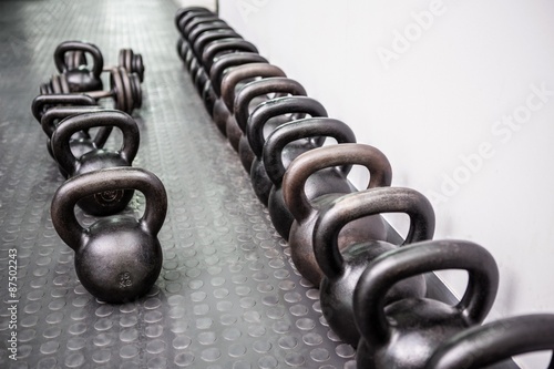 Obraz na plátně Kettlebells in a row