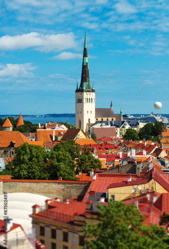 Summer view of old city. Estonia, Tallinn.