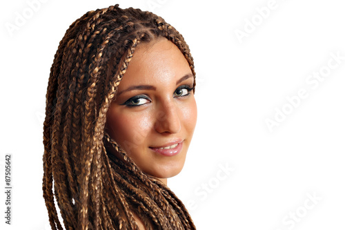 Canvas-taulu beautiful girl with dreadlocks hair portrait