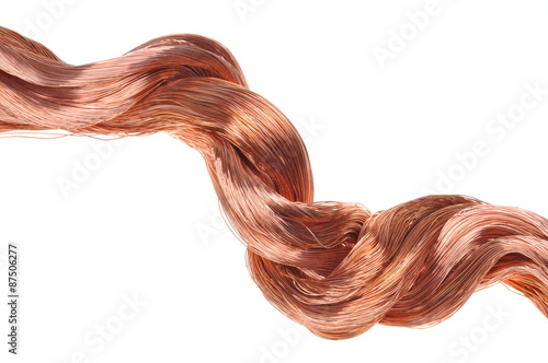 Copper wires isolated on white background