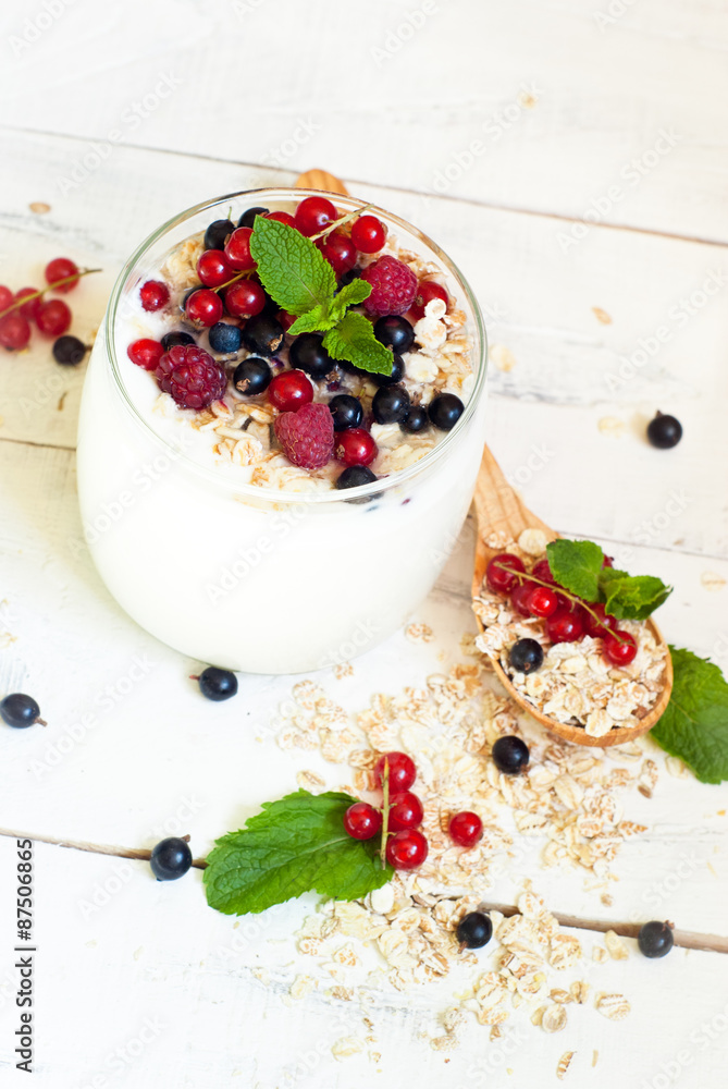 yogurt with berries and oat flakes yogurt with berries and oat flakes