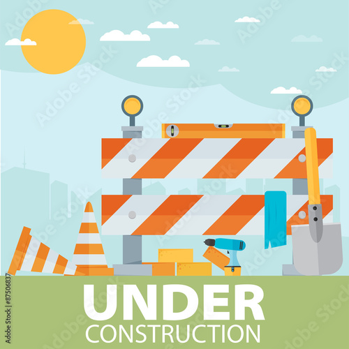 Under construction concept in flat design style, vector illustra