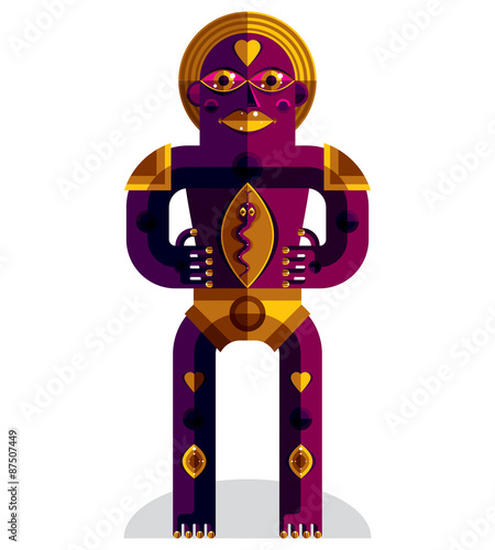 Graphic vector illustration, anthropomorphic character isolated