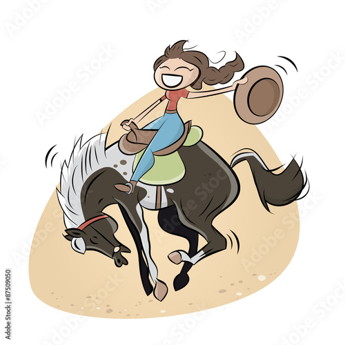 rodeo pferd frau mädchen lustig
