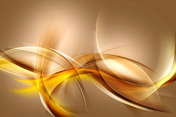 Fototapete Abstrakte Welle Goldene abstrakte Wellen Kunstkomposition  © SidorArt