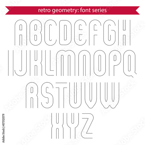 Double delicate line retro characters set, vector uppercase