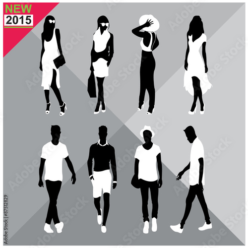 Editable silhouettes set of men and women