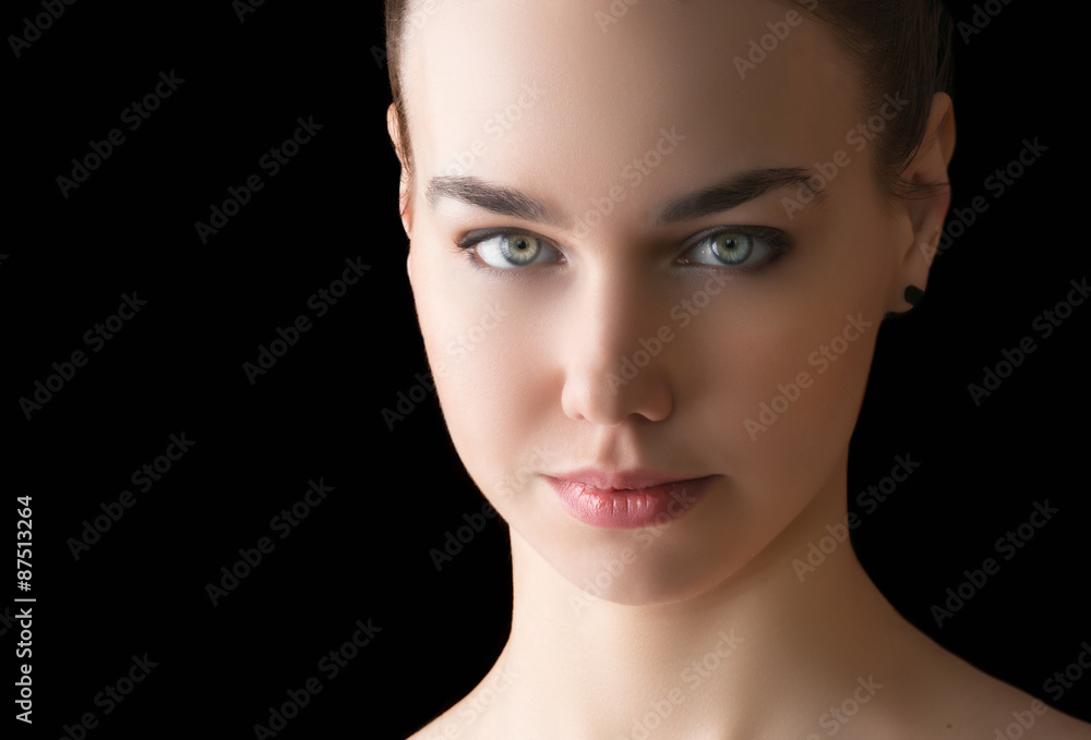 Portrait of beautiful sensual woman, close-up. Studio shot. Portrait of beautiful sensual woman, close-up. Studio shot.