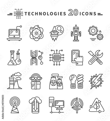 Technologies Black Icons on White Background