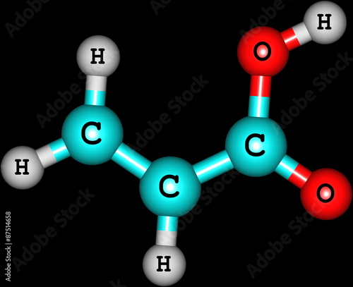 Acrylic acid molecule isolated on black photo