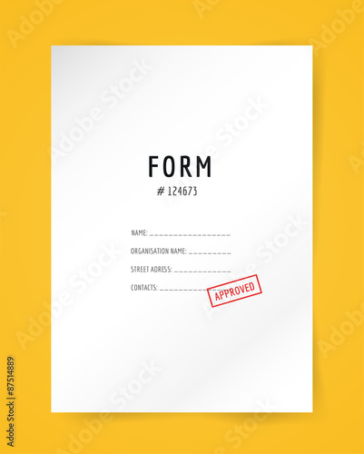 Form blank illustration. Folder, paper, isolated and text