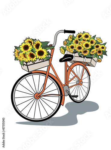 Vintage bicycle with flowers
