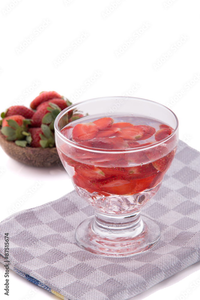 Infused fresh fruit water of strawberry. isolated over white Infused fresh fruit water of strawberry. isolated over white