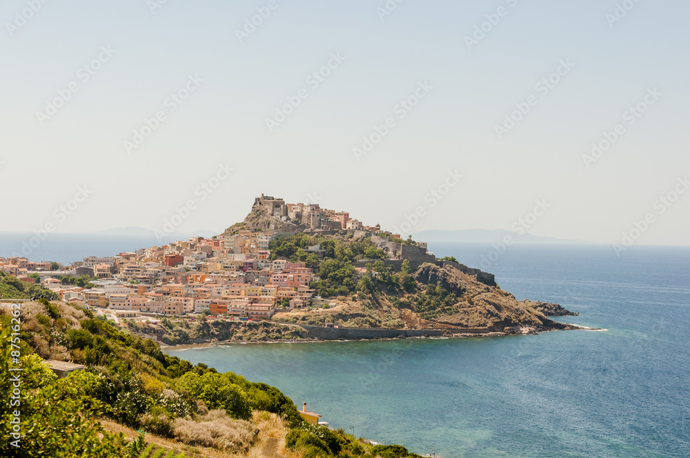 Castelsardo, Altstadt, Stadt, Burg, Festung, Golf von Asinara, Hafen, Mittelmeer, Sommer, Sardinien, Italien
