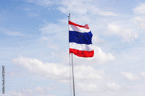 thai flag with  blue sky 