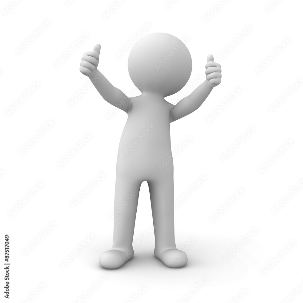 3d man showing thumbs up over white background 3d man showing thumbs up over white background