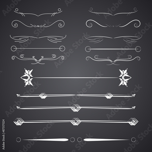 A diverse collection of vector dividers, bumpers, frames, ornaments, podecherkivany. Floral elements
