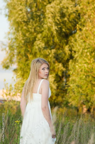 The bride in a white dress