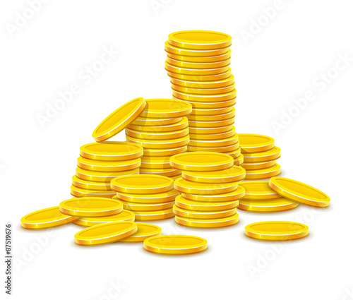 Gold coins cash money in rouleau. Eps10 vector illustration.