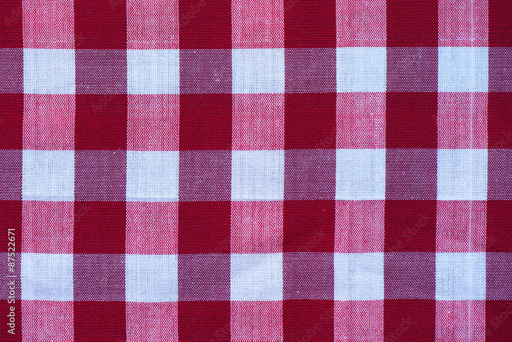Detail of Red and White cotton fabric and textured Detail of Red and White cotton fabric and textured