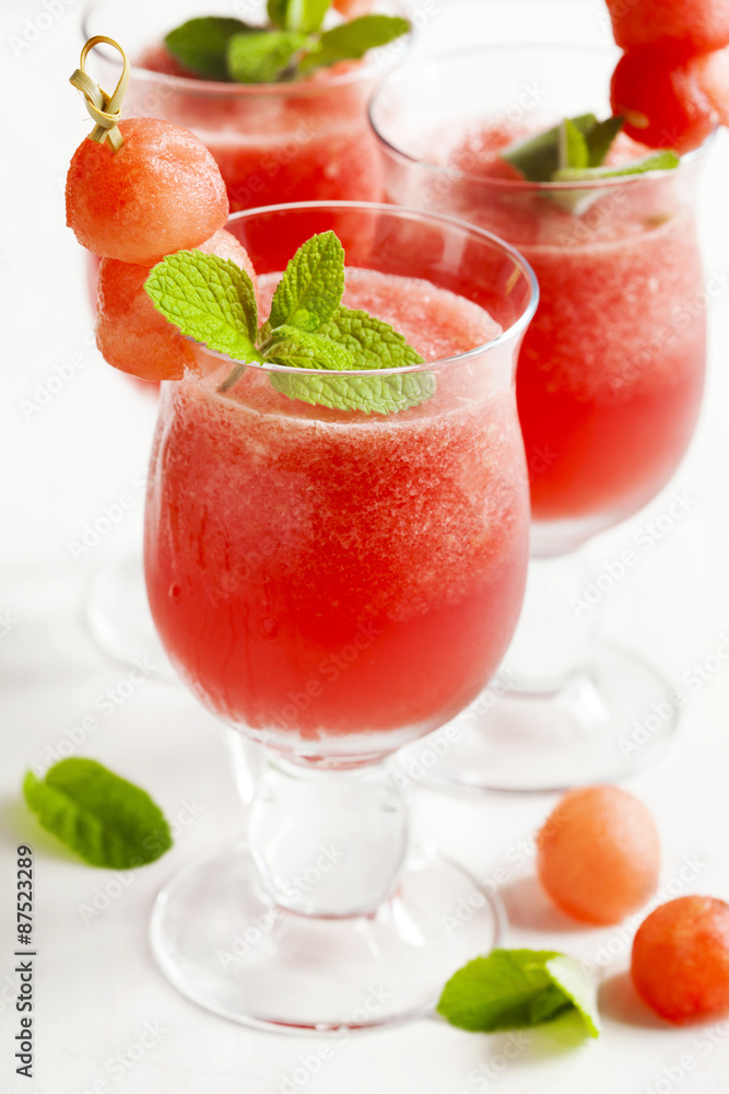 Watermelon smoothies in glass cup. Watermelon smoothies in glass cup.