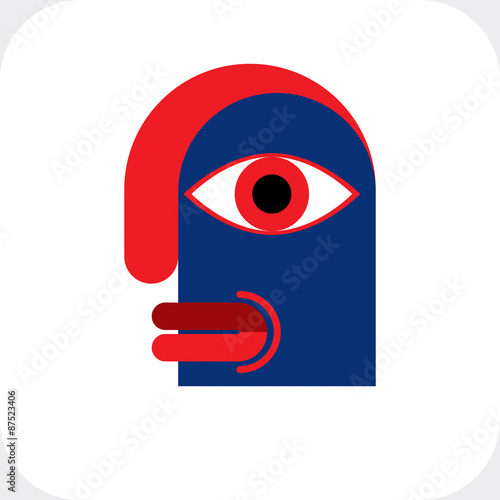 Bizarre creature vector illustration, cubism graphic modern 