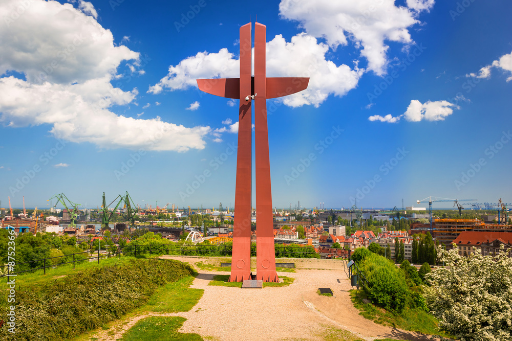 Millenium cross on the hill in Gdansk, Poland