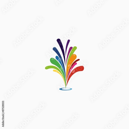 fountain fireworks abstract color logo