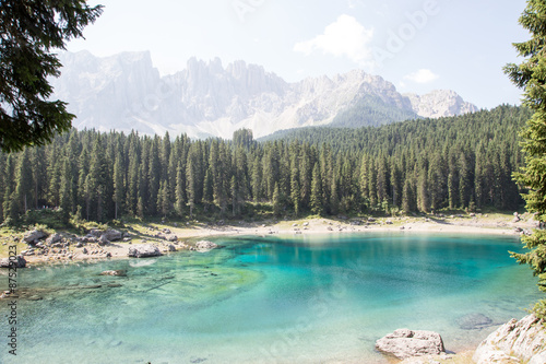 Karersee in the Dolomites in South Tyrol  Italy