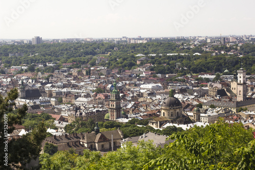 View of the ancient Lviv from a height