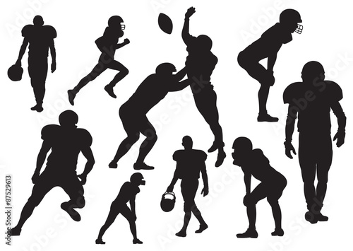 Vector American football players silhouette