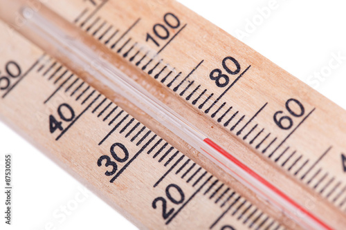 Atmospheric wooden thermometer photo