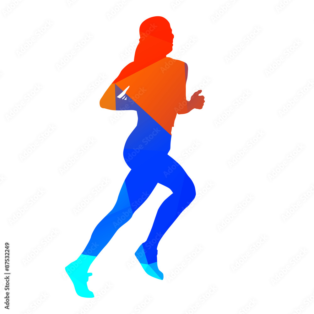 Abstract polygonal running girl