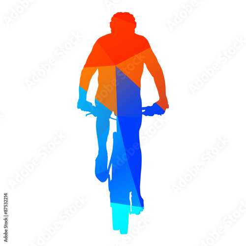 Abstract geometrical mountain biker