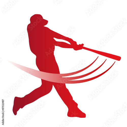 Red vector baseball batter