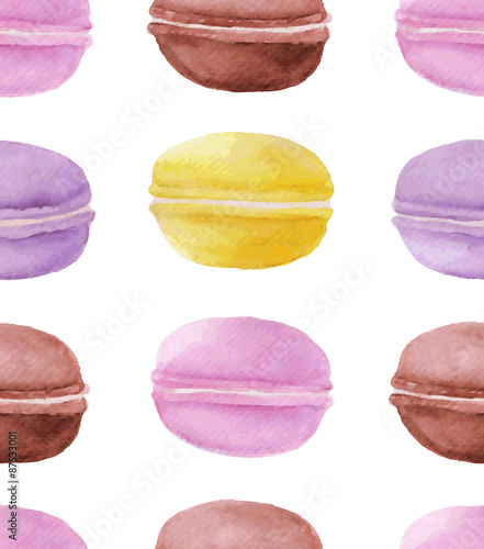 Vector watercolor macaron pattern.