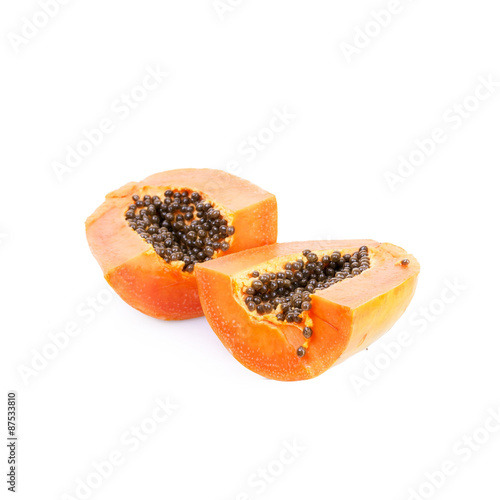 Half cut papaya fruits